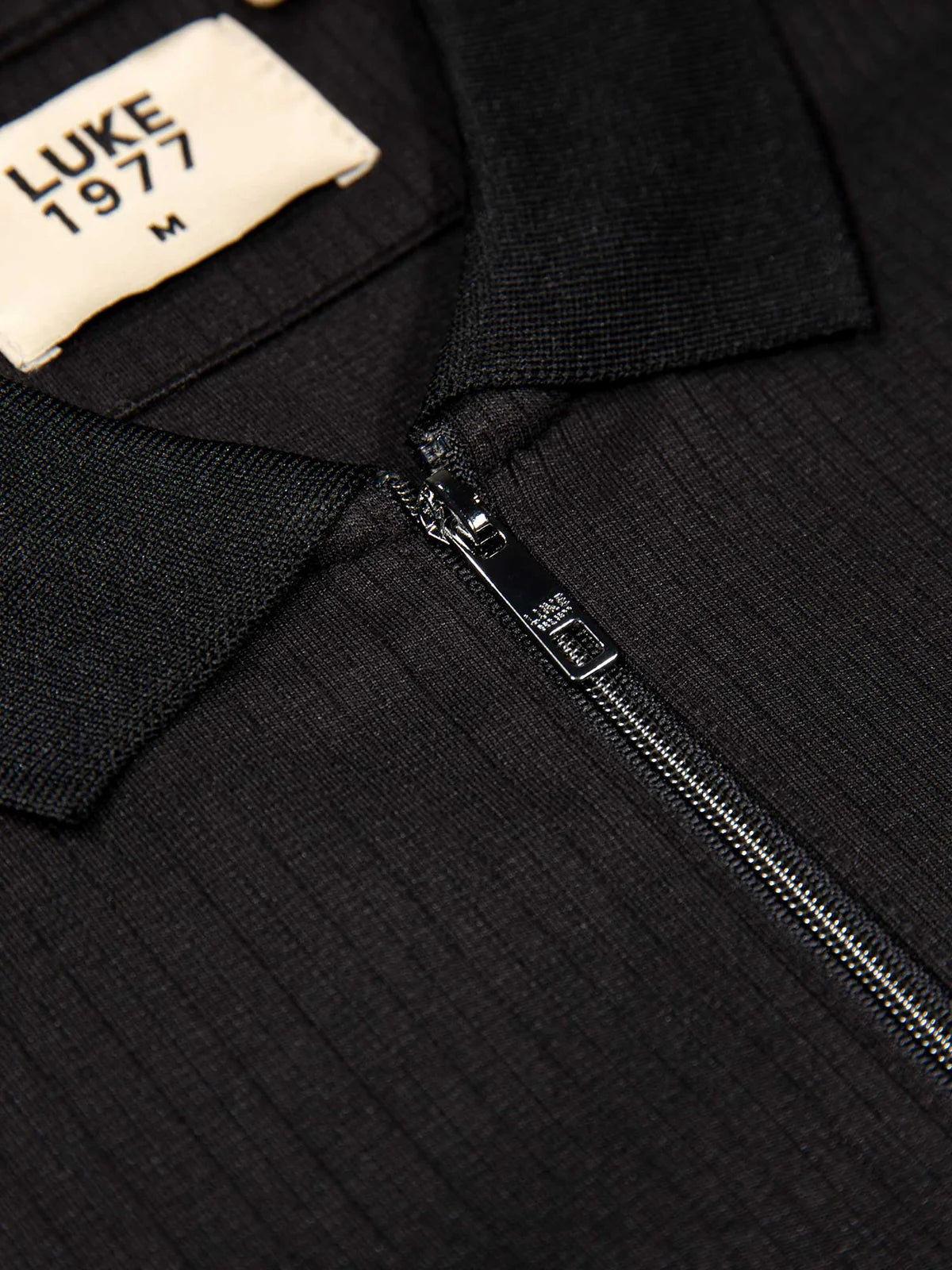 Luke Est 1977 henry ribbed zip polo shirt - BLACK