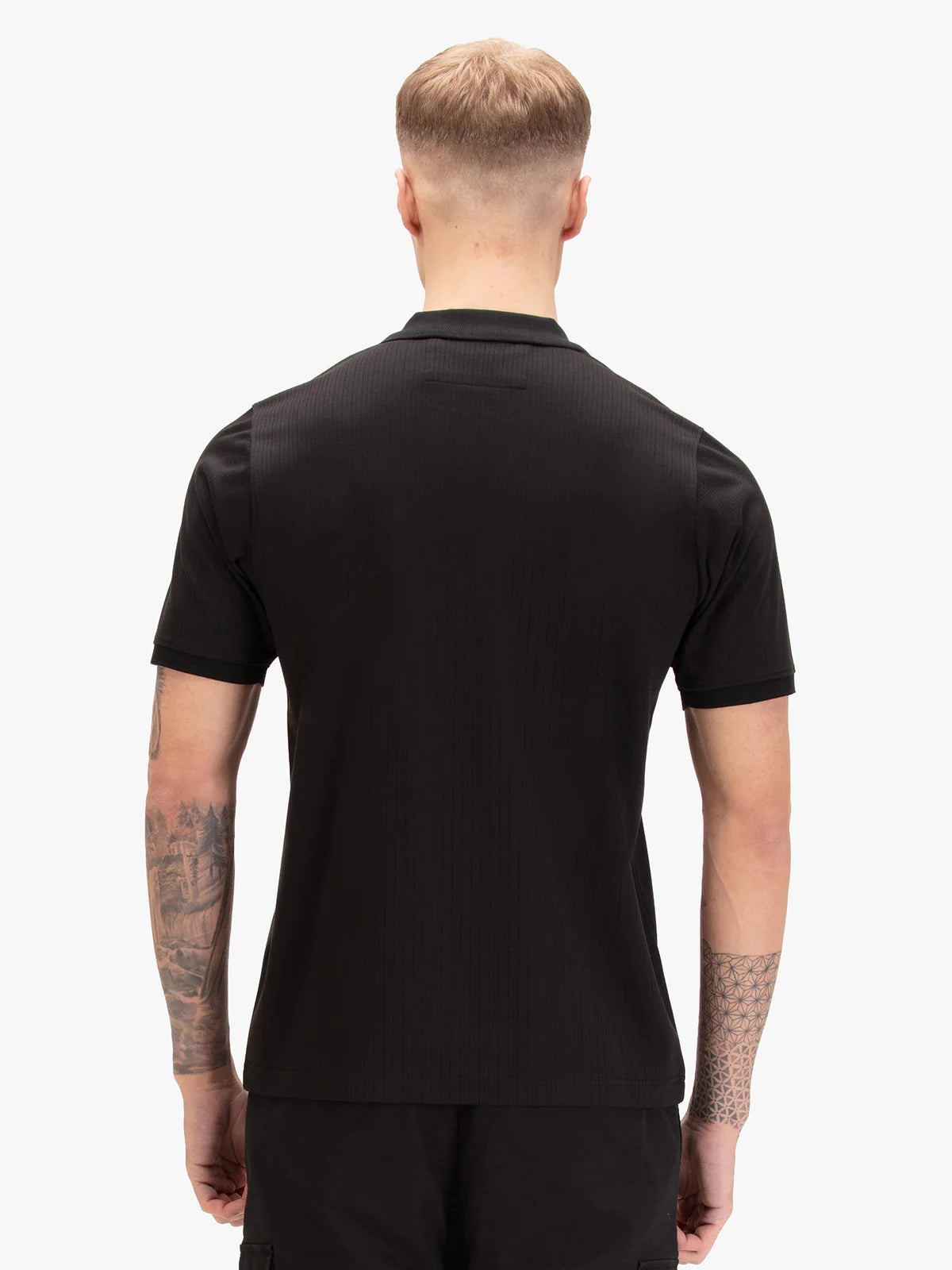 Luke Est 1977 henry ribbed zip polo shirt - BLACK