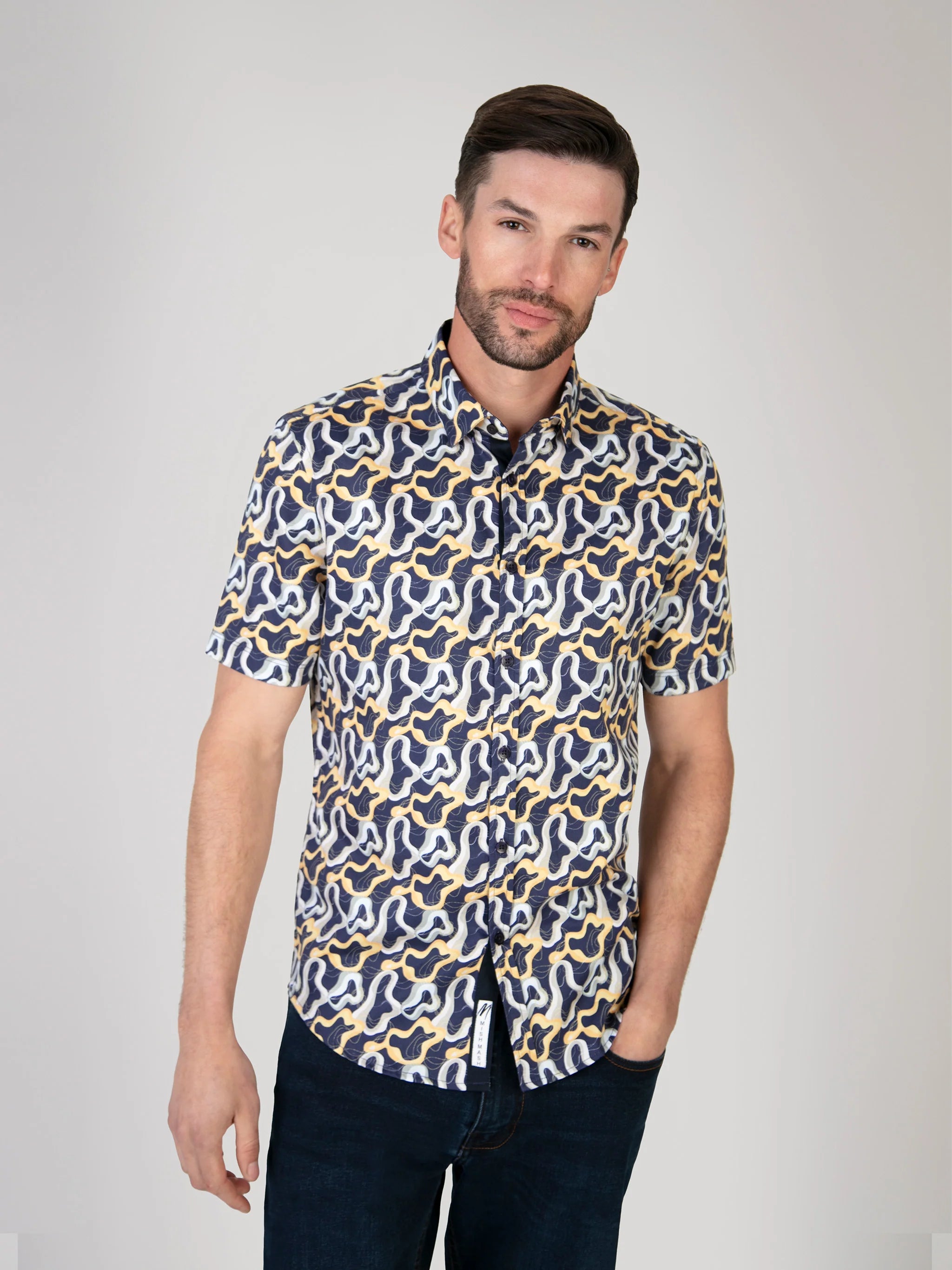Mish Mash Marine Navy & Orange Short Sleeved Shirt