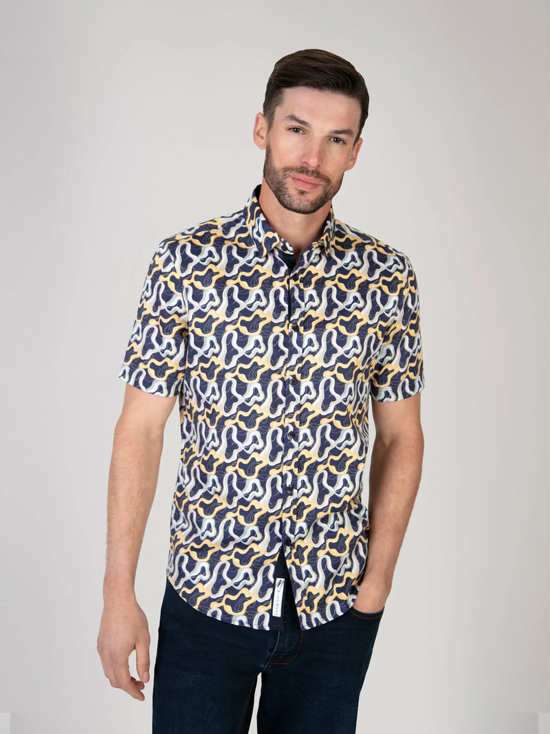 Mish Mash Marine Navy & Orange Short Sleeved Shirt