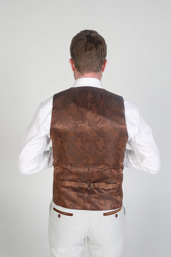 Paul Andrew Mark - Men's Check Waistcoat STONE