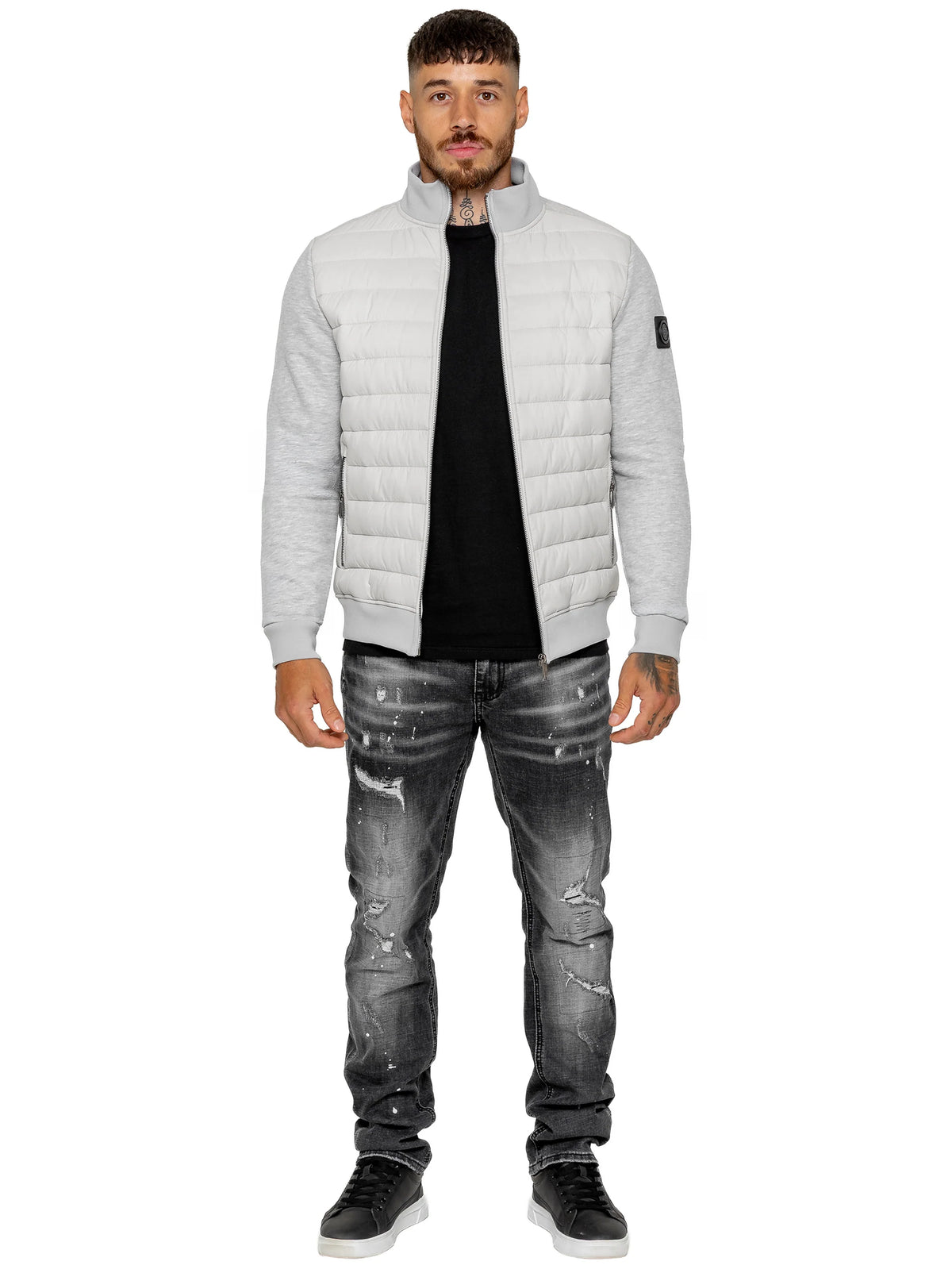 Enzo Jeans Pietro Hybrid Technical Puffer Jacket Light Grey