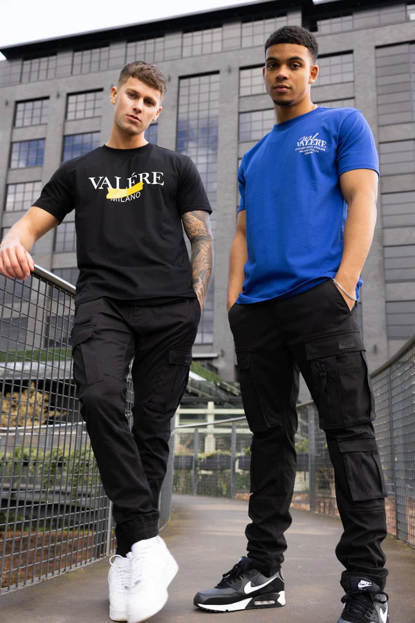 Valere Milano Classic cuffed cargo styling Nuovo in BLACK