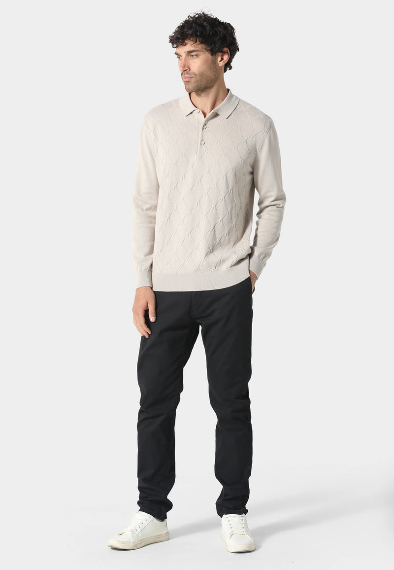 883 Police Pamell diamond pattern Polo Knitwear TAUPE