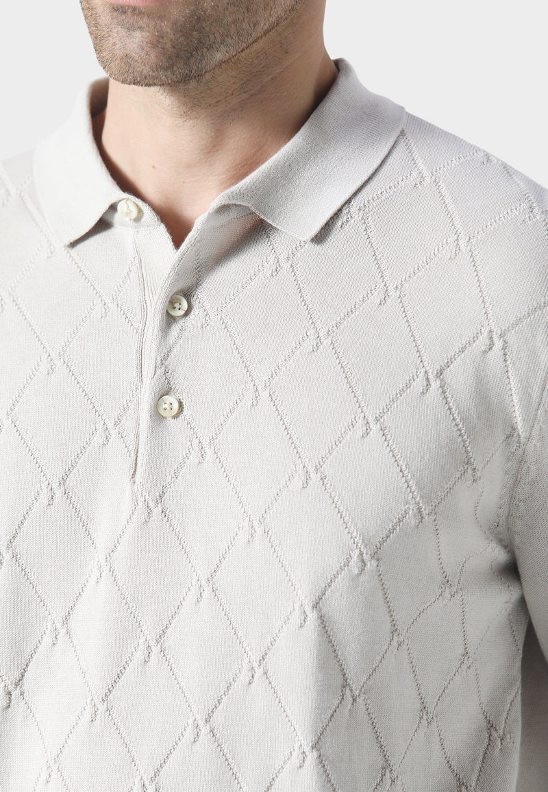 883 Police Pamell diamond pattern Polo Knitwear TAUPE