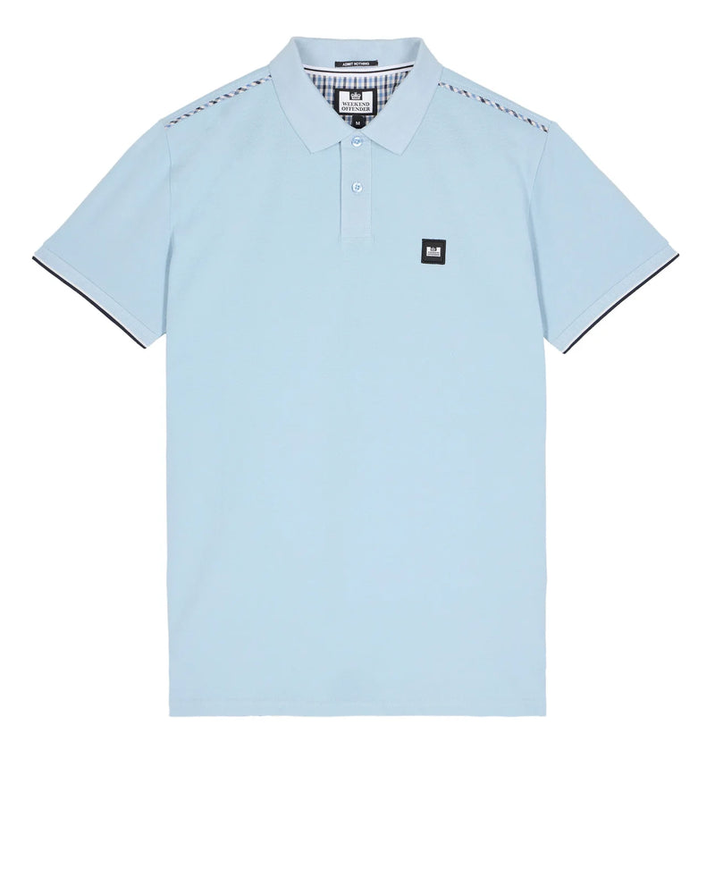 Weekend Offender SAKAI POLO SHIRT WINTER HOUSE CHECK - SKY/BLUE
