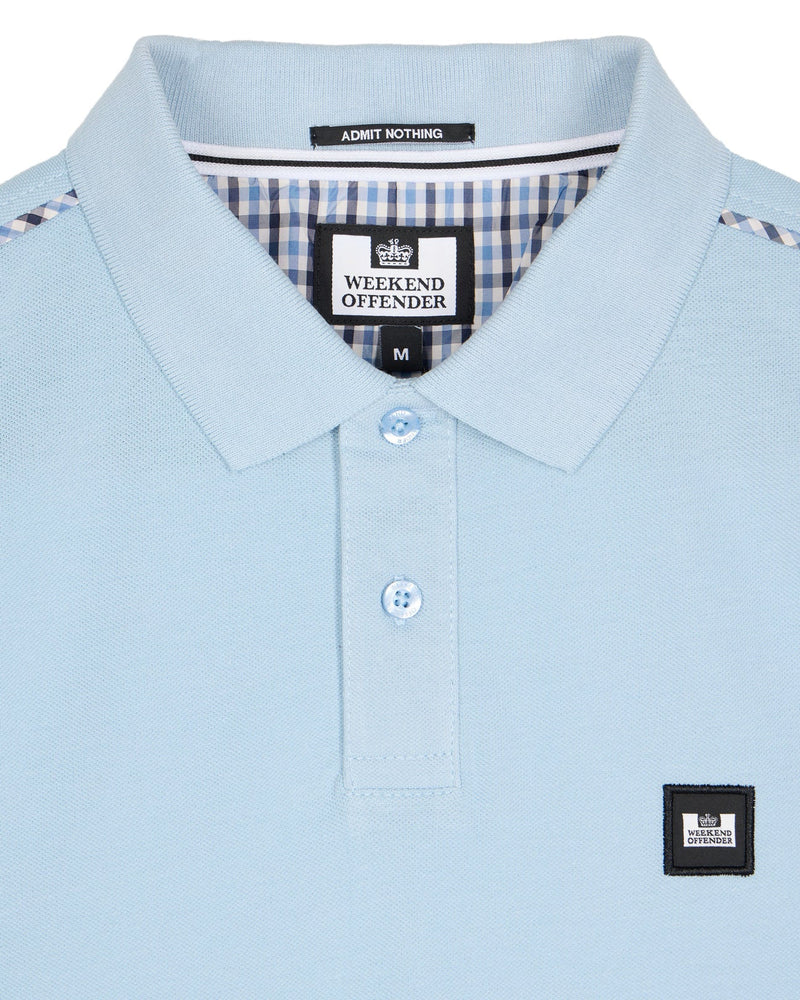 Weekend Offender SAKAI POLO SHIRT WINTER HOUSE CHECK - SKY/BLUE