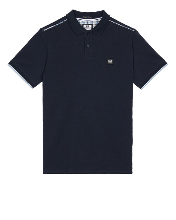 Weekend Offender SAKAI POLO SHIRT WINTER HOUSE CHECK - NAVY BLUE