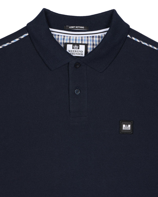 Weekend Offender SAKAI POLO SHIRT WINTER HOUSE CHECK - NAVY BLUE