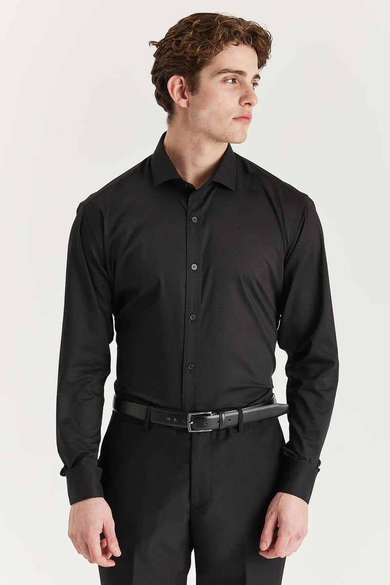 Paul Andrew Oliver - Cutaway Collar Shirt - BLACK