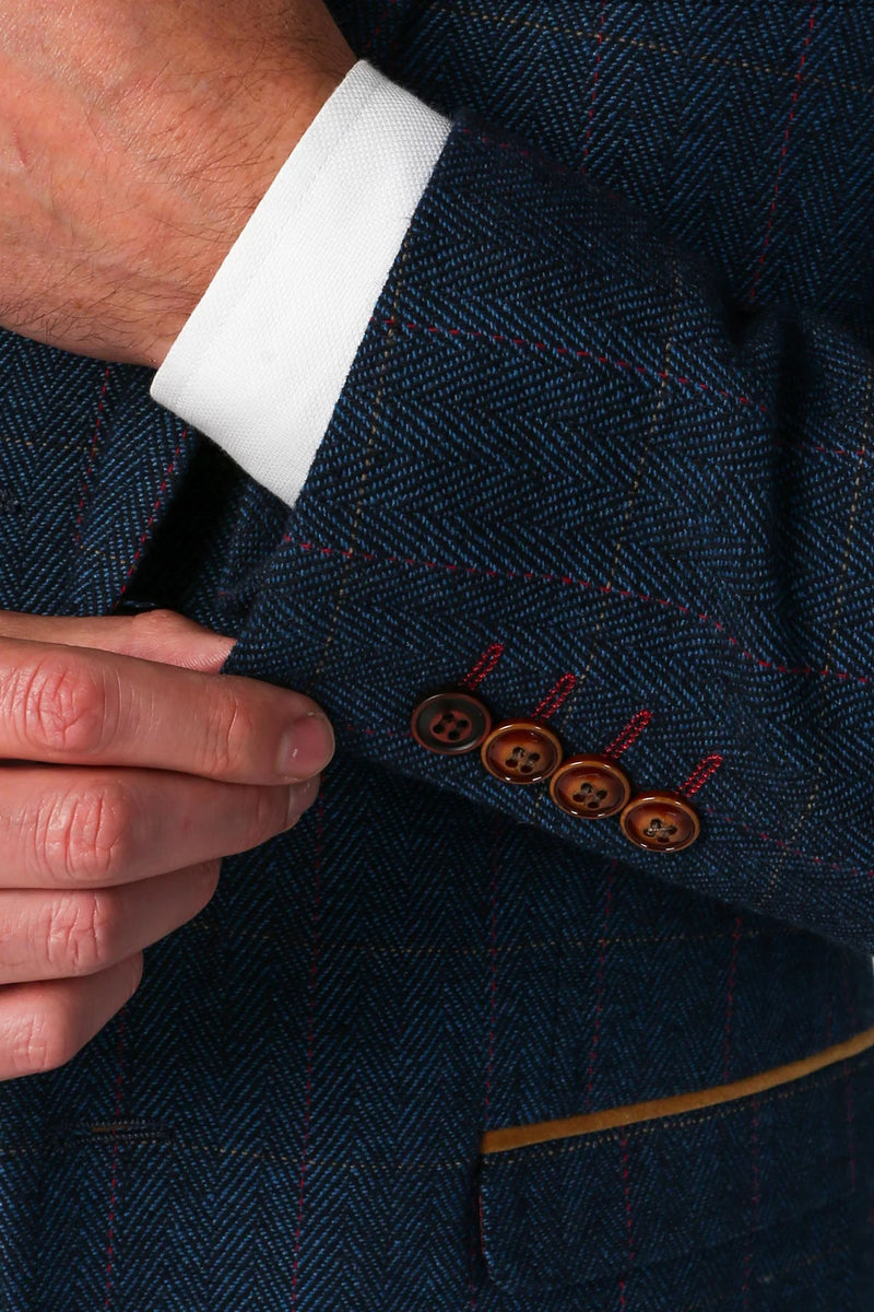 Paul Andrew Scott - Men's Tweed Check Blazer in Navy