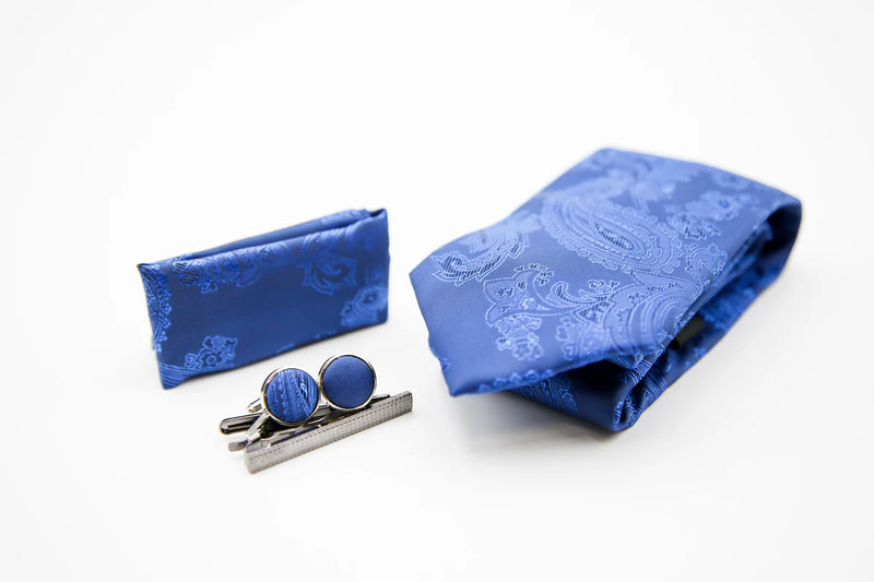 Paul Andrew - Paisley Tie , Cufflinks , Tie Pin Gift Set - ROYAL