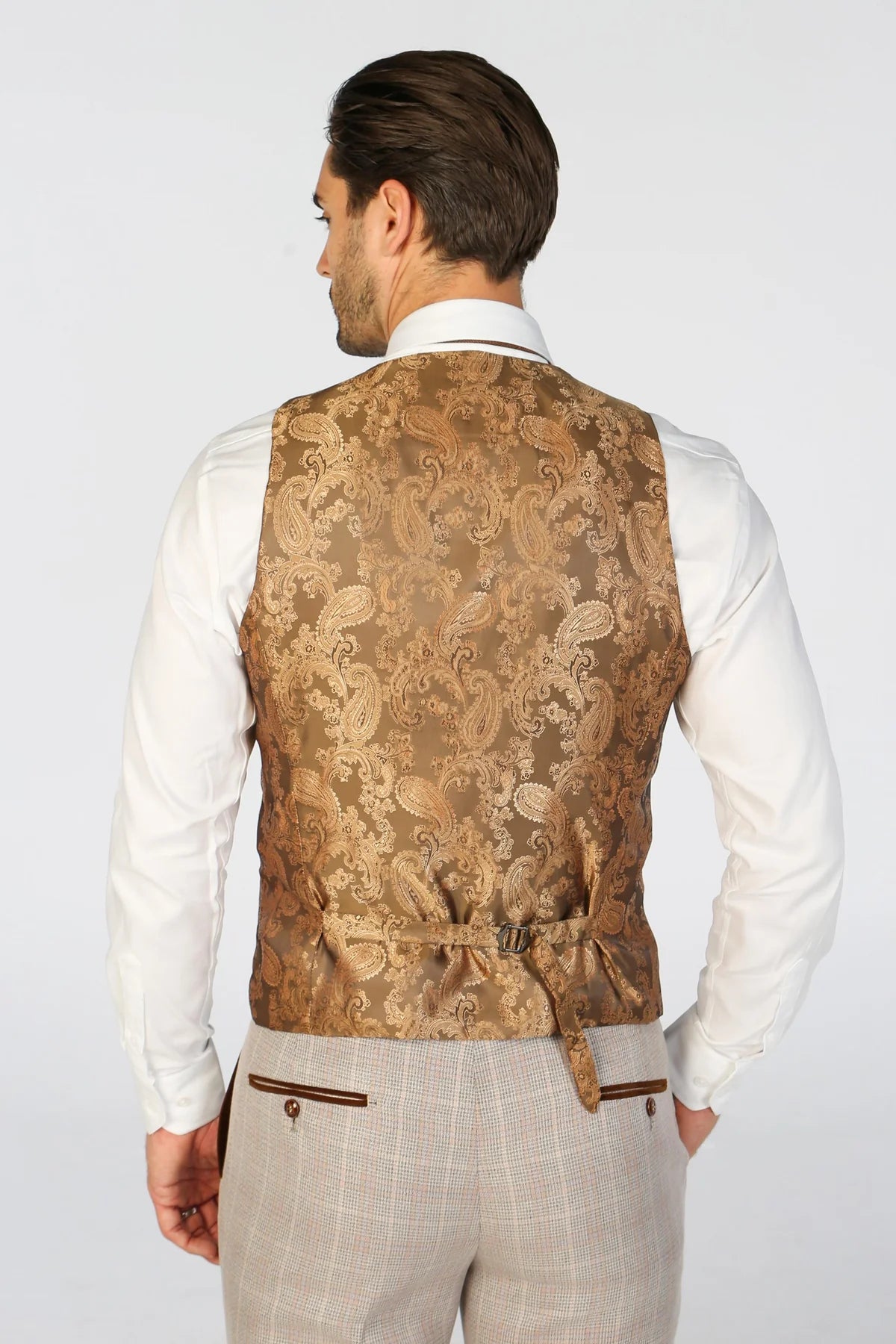 Paul Andrew Men's Leo Waistcoat in Beige - OLD