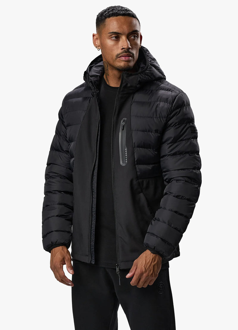 Gym King Summit Hybrird Hooded Jacket BLACK DesignerMenswear