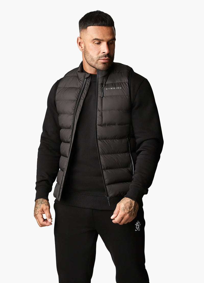 Gym King Reflect Puffer Gilet - Black