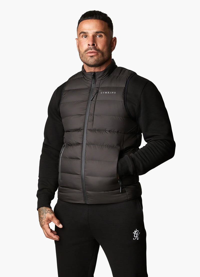 Gym King Reflect Puffer Gilet - Black