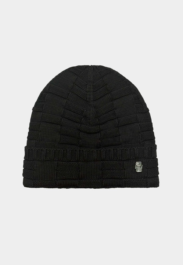 883 Police Regan  textured knit design Beanie - BLACK