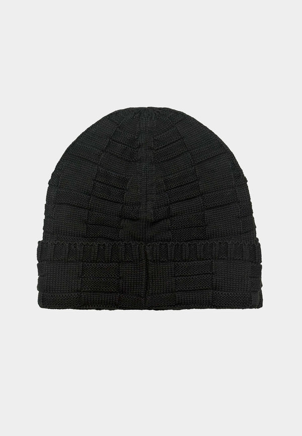 883 Police Regan  textured knit design Beanie - BLACK