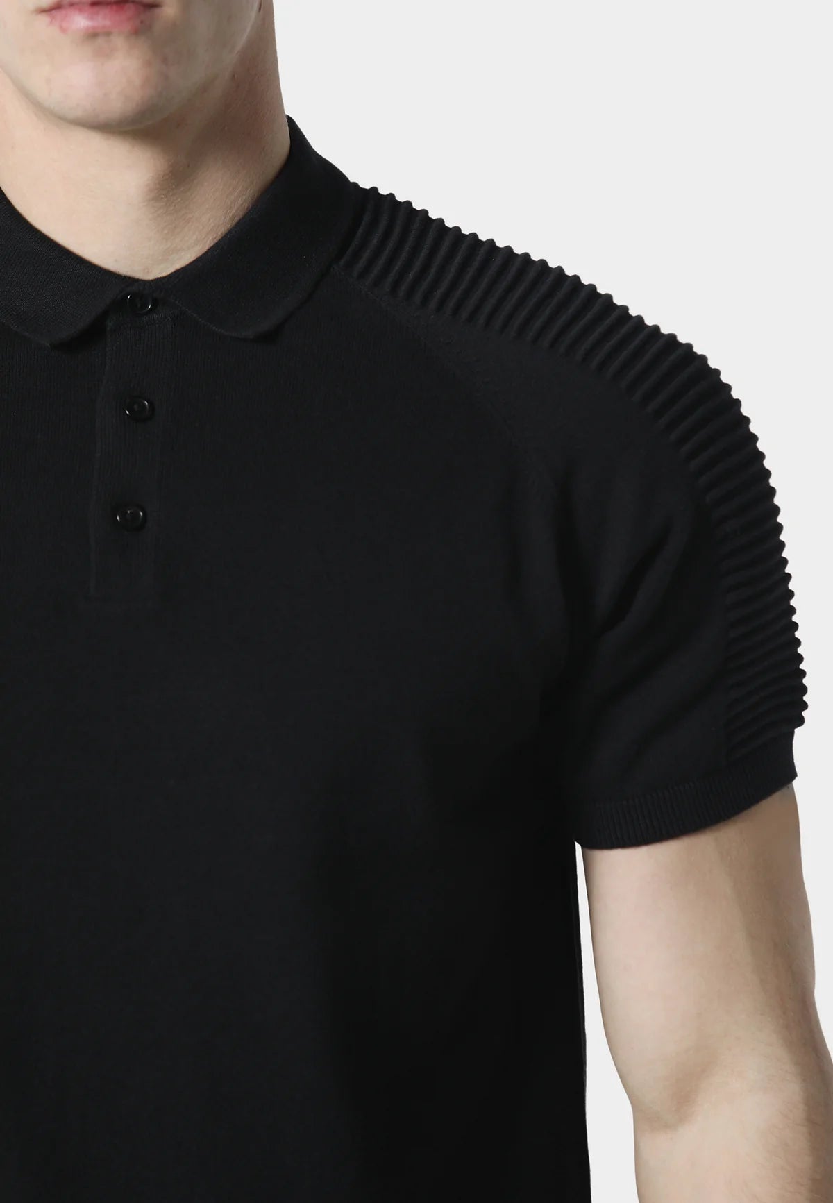 883 Police SALLE BLACK KNITTED POLO SHIRT