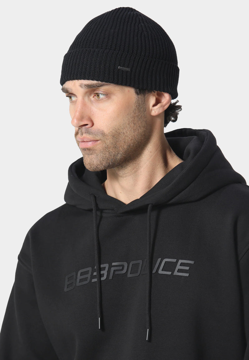 883 Police Simon ribbed knit texture Beanie Hat - BLACK