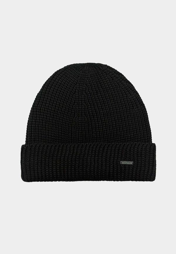 883 Police Simon ribbed knit texture Beanie Hat - BLACK