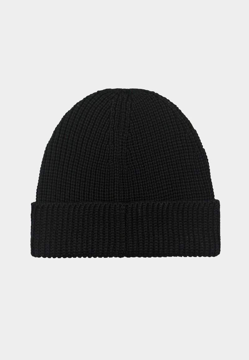883 Police Simon ribbed knit texture Beanie Hat - BLACK