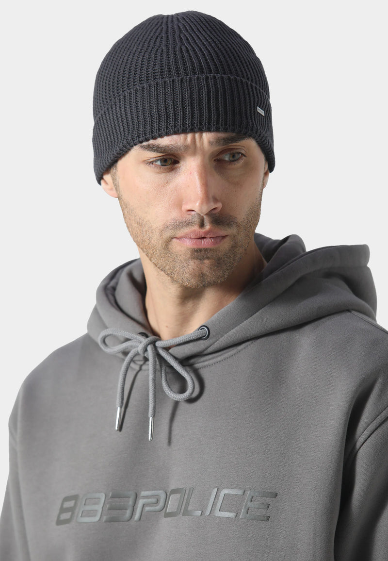 883 Police Simon ribbed knit texture Beanie Hat - CHARCOAL