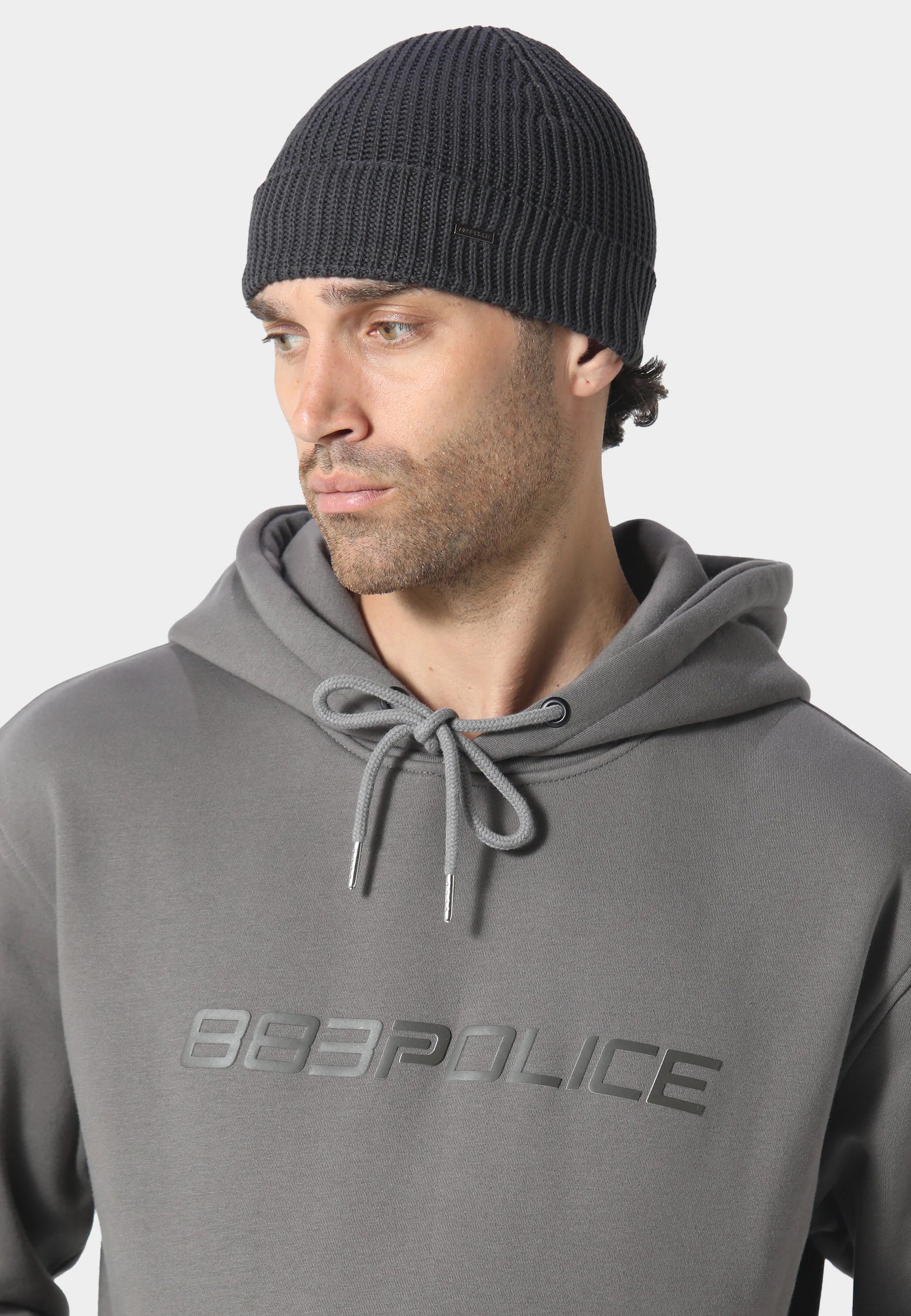 883 Police Simon ribbed knit texture Beanie Hat - CHARCOAL