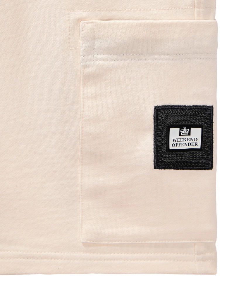 Weekend Offender Hawkins 100% Cotton Jogger Shorts - Alabaster