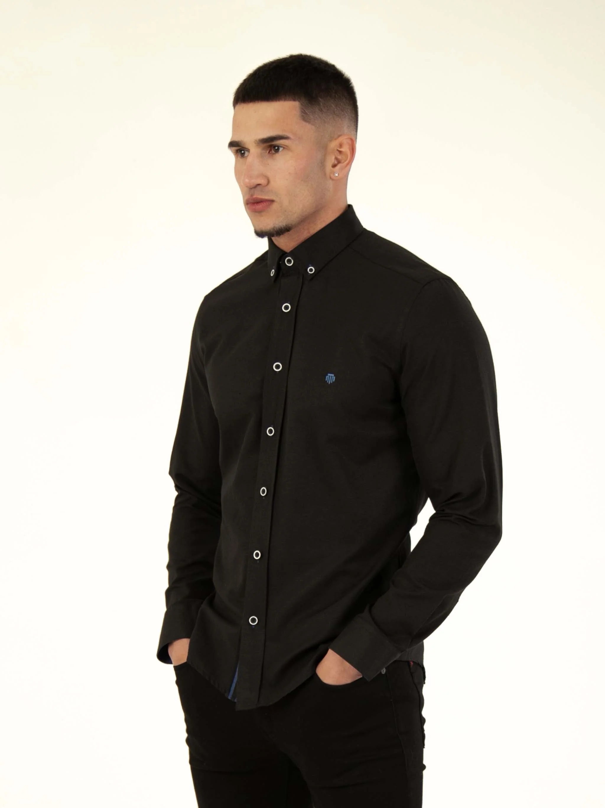 Mish Mash REGULAR FIT SUMMIT OXFORD LONG SLEEVE SHIRT - BLACK