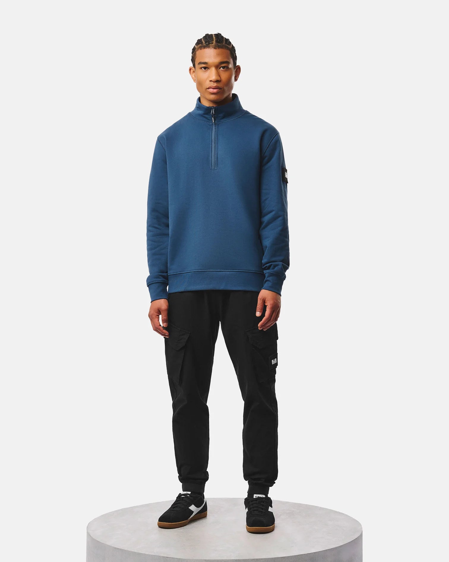Weekend Offender Kraviz Quarter Zip Sweatshirt Lagoon Blue