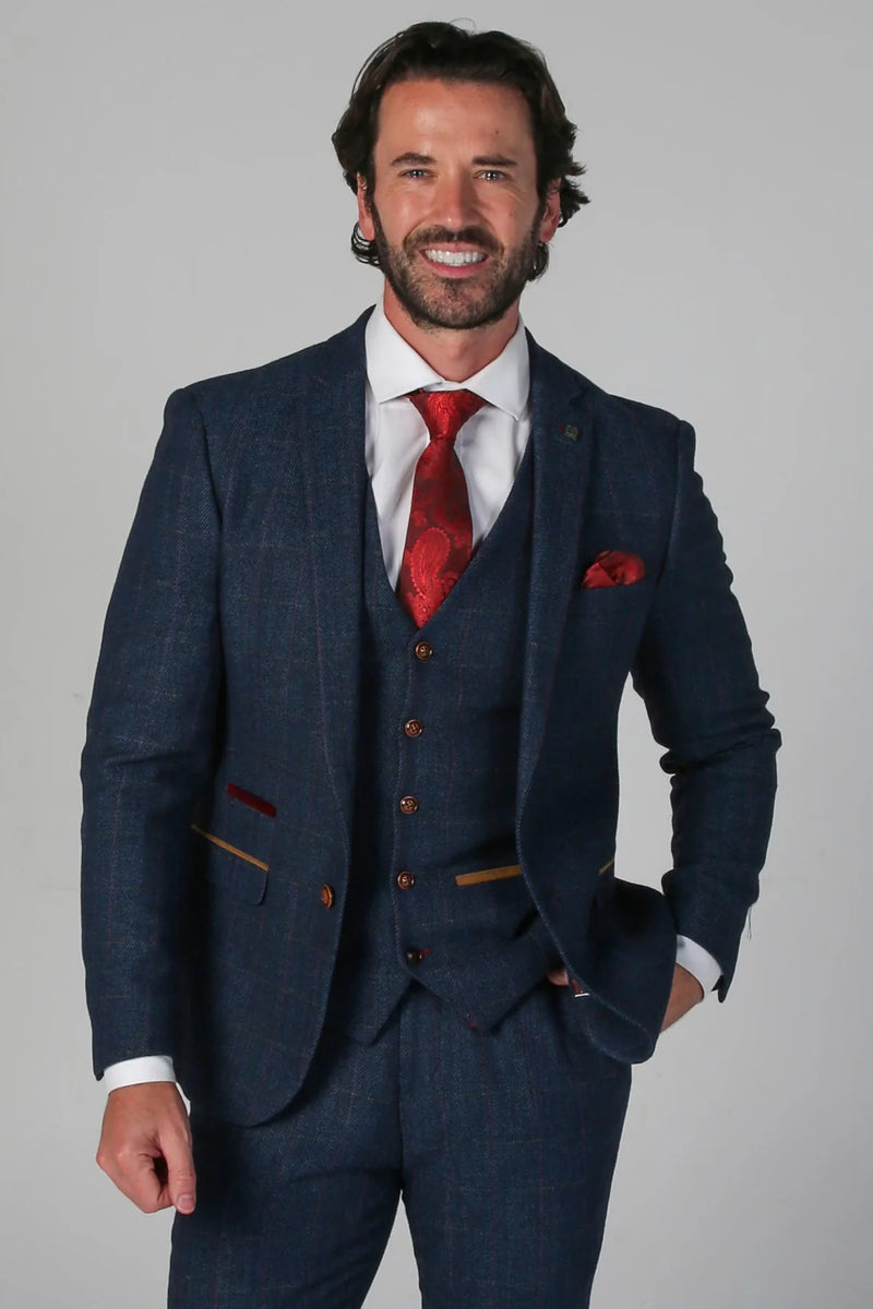 Paul Andrew Scott - Men's Tweed Check Blazer in Navy