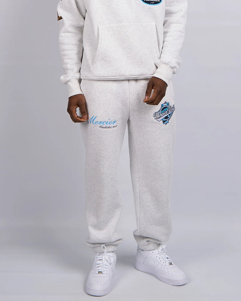 Mercier Rodman 315gsm brushback cotton Joggers - Snow Marl