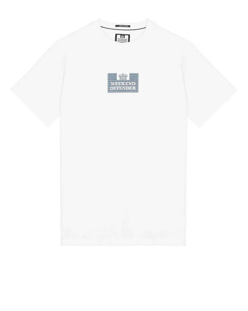 Weekend Offender DYGAS T-SHIRT WHITE/BLUE HOUSE CHECK - WHITE