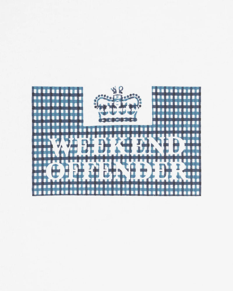 Weekend Offender DYGAS T-SHIRT WHITE/BLUE HOUSE CHECK - WHITE
