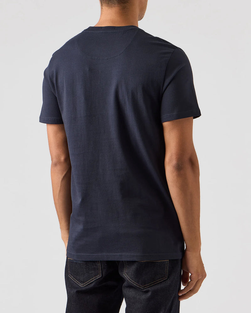 Weekend Offender DYGAS T-SHIRT WHITE/BLUE HOUSE CHECK - NAVY