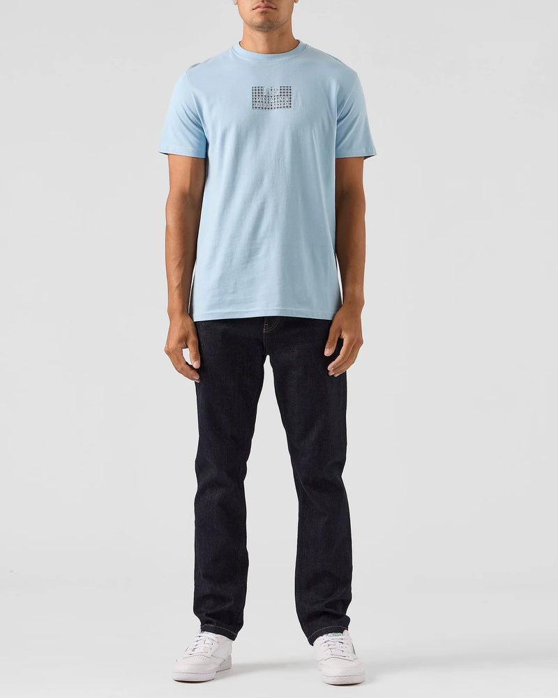 Weekend Offender DYGAS T-SHIRT WHITE/BLUE HOUSE CHECK - SKY