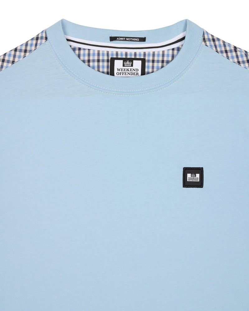 Weekend Offender DIAZ T-SHIRT WINTER - SKY/BLUE HOUSE CHECK