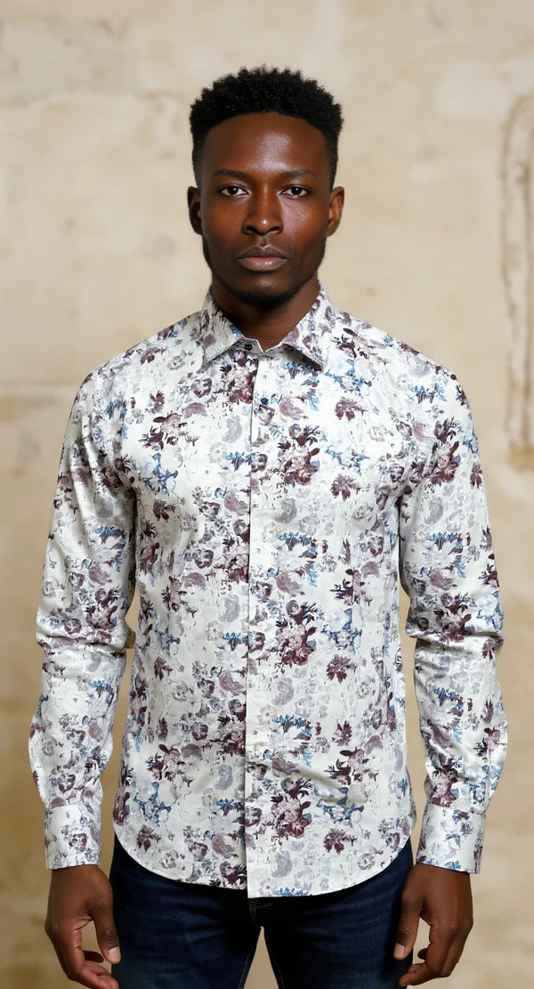 Arthur & Russell Freddie Floral bloom print shirt 713 WHITE