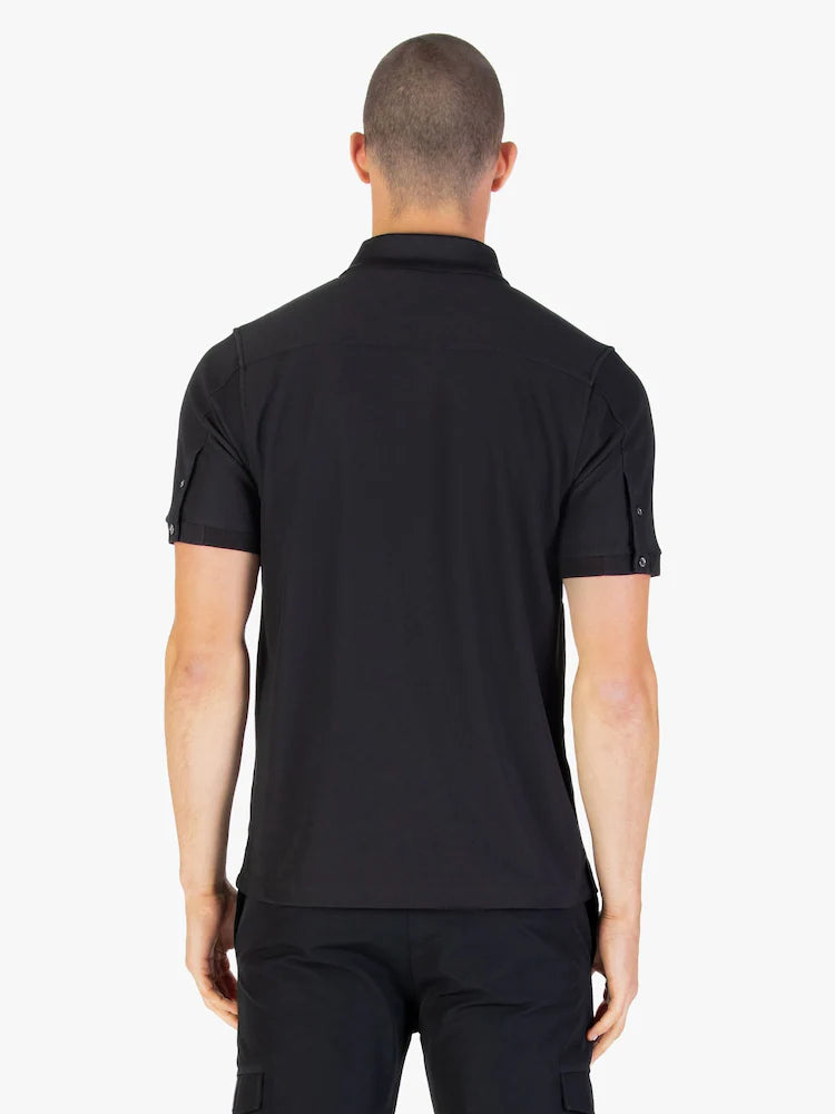 Luke Mainline penrith zip neck polo shirt - black