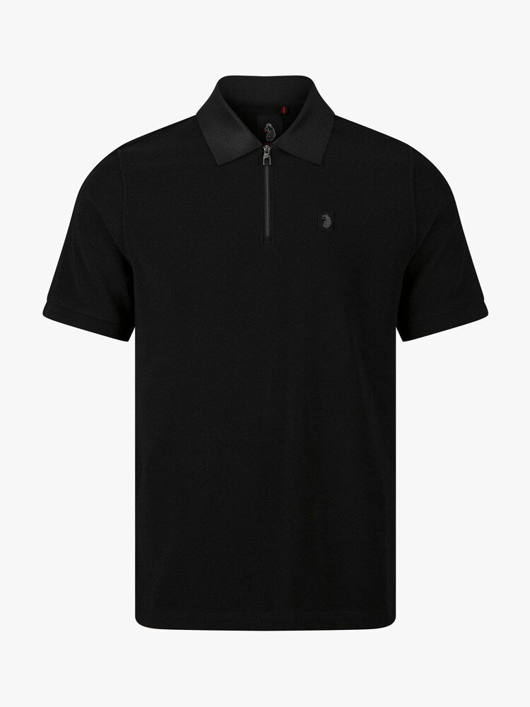 Luke Mainline penrith zip neck polo shirt - black
