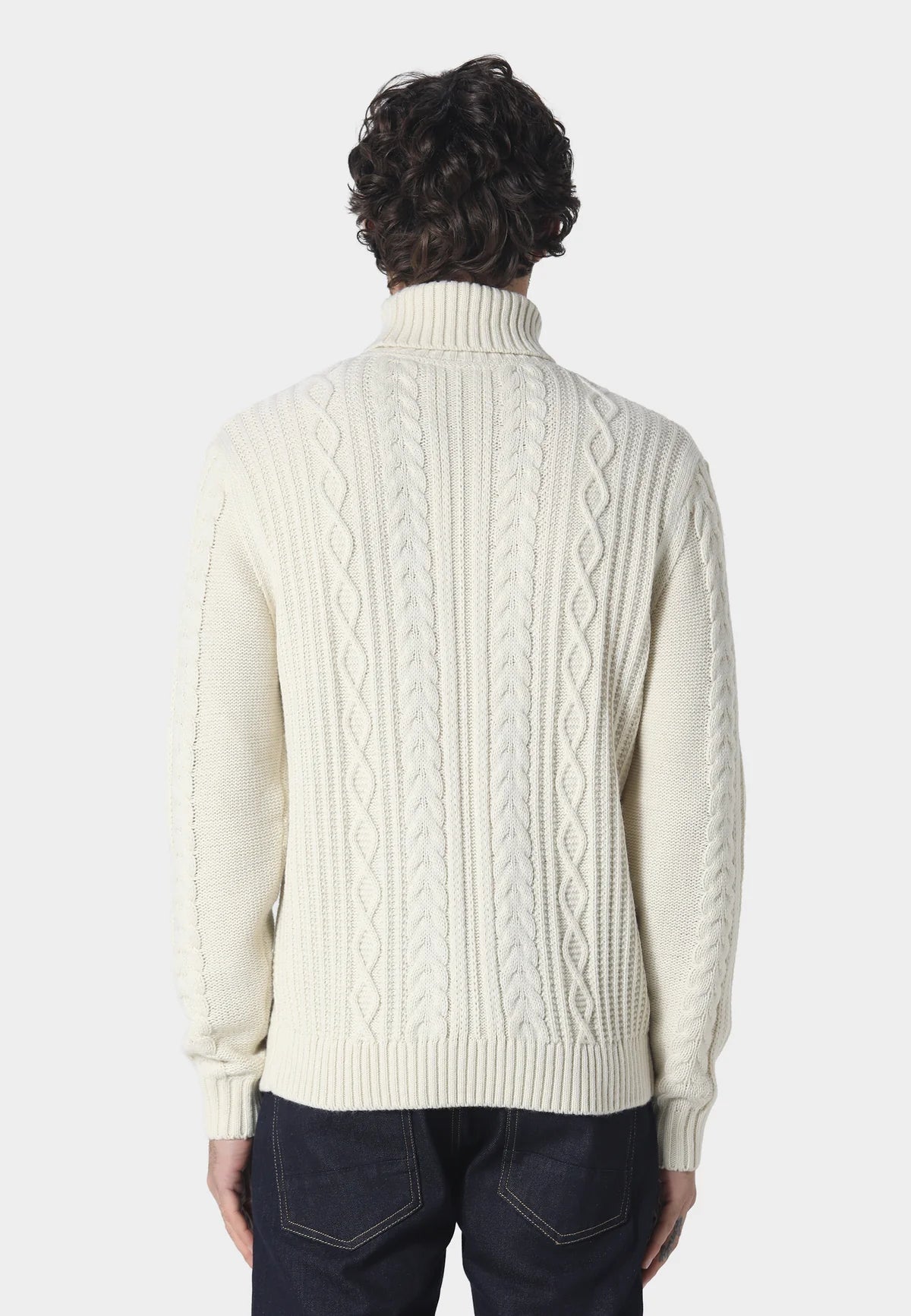883 Police Venair Cable Knit Roll Neck Jumper Ecru