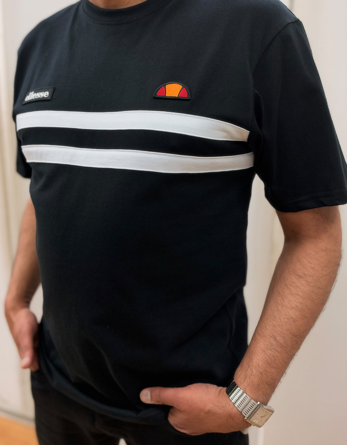 T-shirt à empiècements Ellesse Venire Noir/Blanc