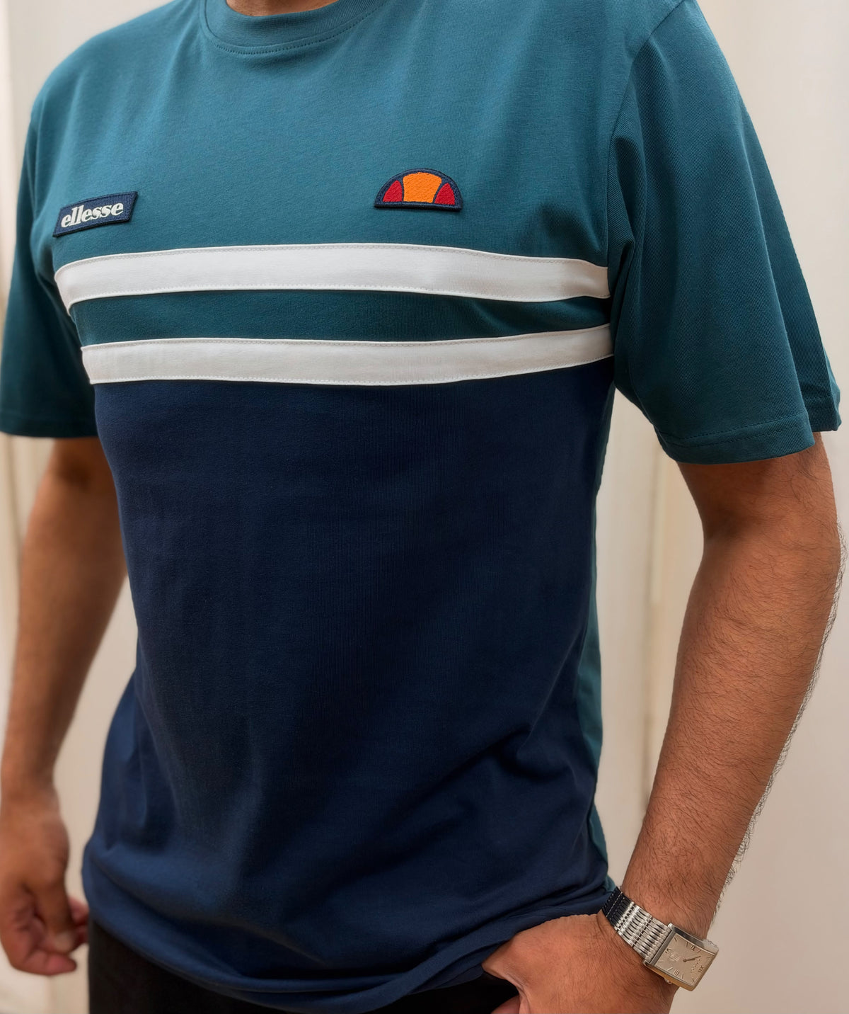 Ellesse Venire Panel T-Shirt Navy/Teal