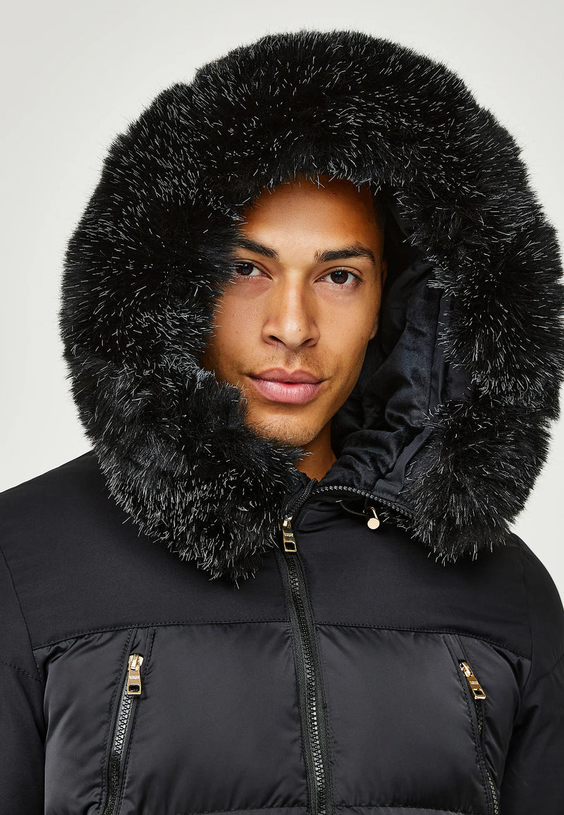 Glorious Gangsta BALZOR LONGLINE PUFFER JACKET - Black