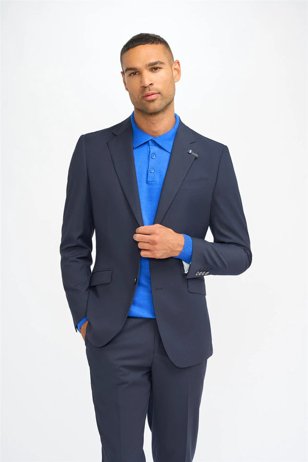 House of Cavani Malibu Regular Fit Blazer - Navy Blue