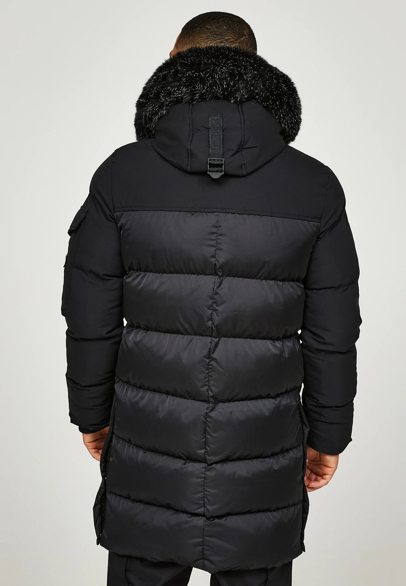 Glorious Gangsta BALZOR LONGLINE PUFFER JACKET - Black