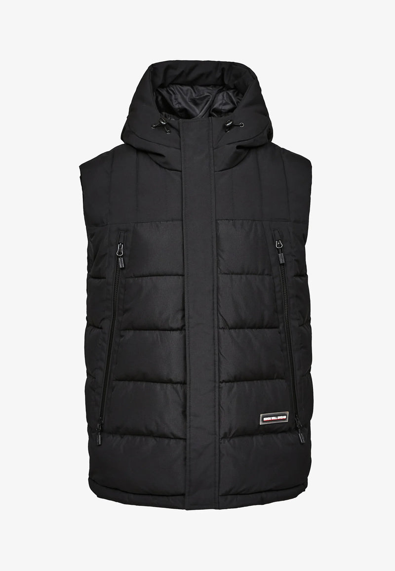 Kings Will Dream DEYTON SHORT HOODED PUFFER GILET - Waistcoat BLACK