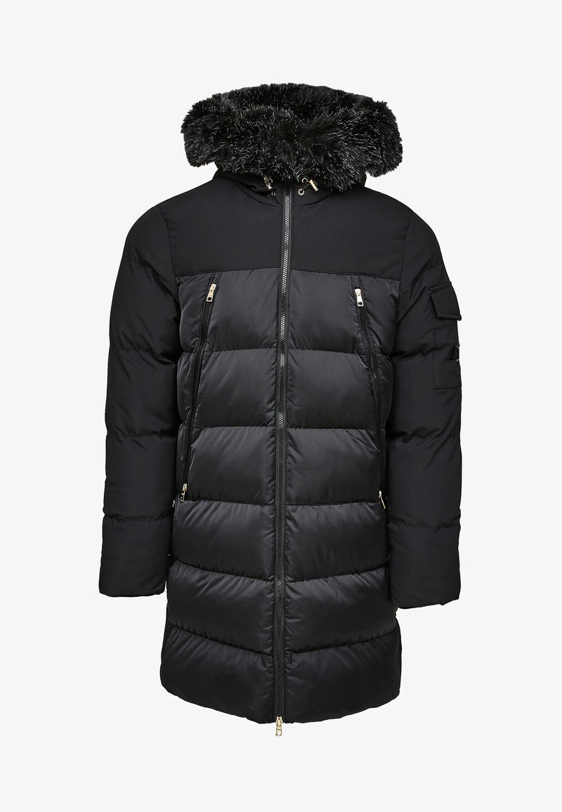 Glorious Gangsta BALZOR LONGLINE PUFFER JACKET - Black