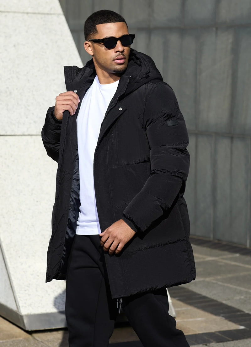 Lightweight long puffer coat deals